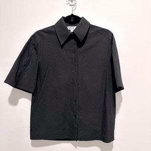 COS, size 4, minimalist seersucker button t shirt